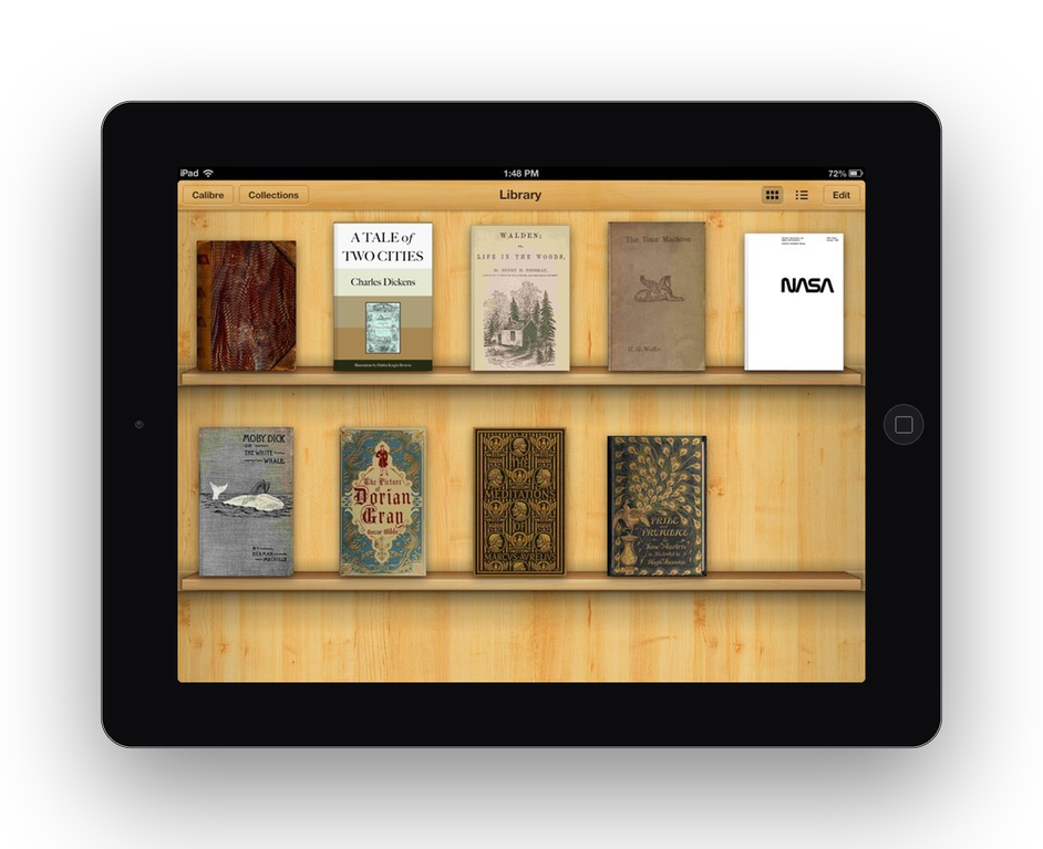 Athene on the iPad 4: the wooden shelf