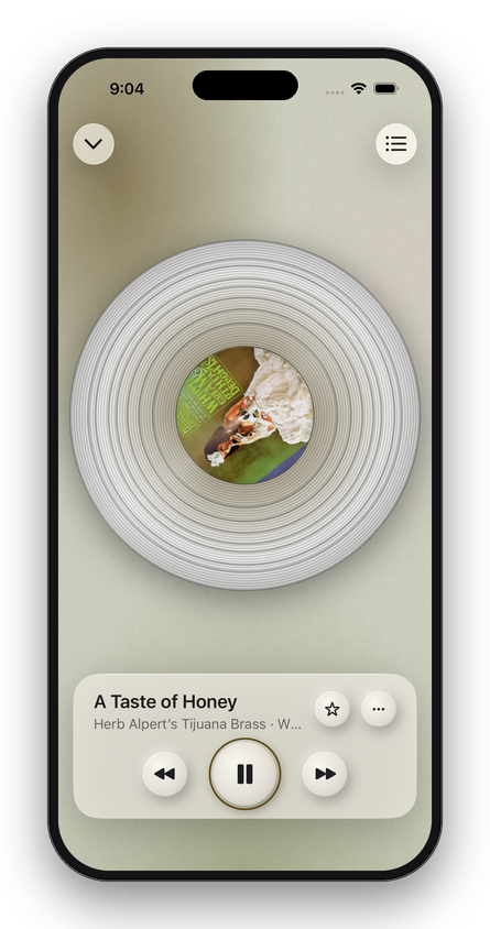 Mynah on iPhone, a record on the deck
