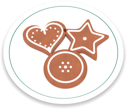 A plate of gingerbread: a heart, a star and a round